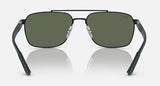 Ray-Ban Mens RB3701 Rectangle Polarized Sunglasses - Black/Green