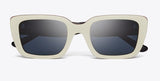 Tory Burch Women's Miller Non-Polarized Rectangle Sunglasses - Ivory Red Blue Trilayer/Dark Blue Solid