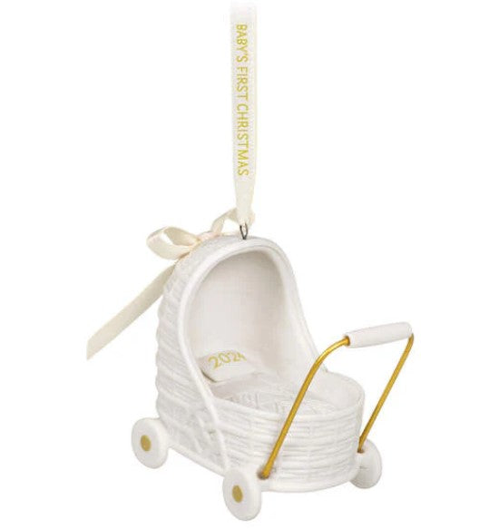 Hallmark Baby's First Christmas Pram 2024 Porcelain Ornament ShopCGX