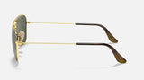 Ray-Ban Mens Polarized Caravan Polished Arista Gold - Green Lenses Sunglasses