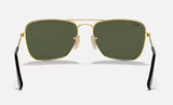 Ray-Ban Mens Polarized Caravan Polished Arista Gold - Green Lenses Sunglasses