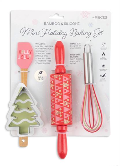 Core Kitchen 4-Piece Mini Holiday Baking Set - Holly Jolly