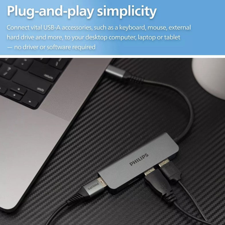 Philips USB 2.0 4-Port Hub, Type-C