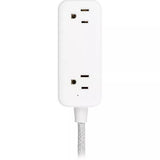 GE 2-Braided Outlet Extension Cord 2 USB-A 1 USB-C 12W 6ft