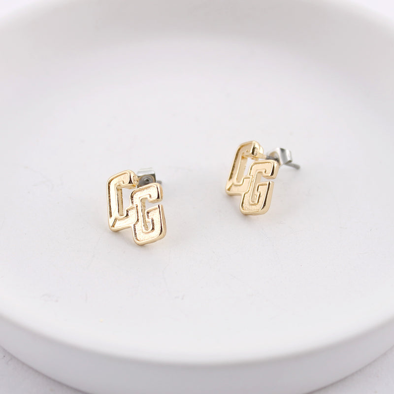 Seasons Jewelry Coast Guard Gold Logo Stud Earrings