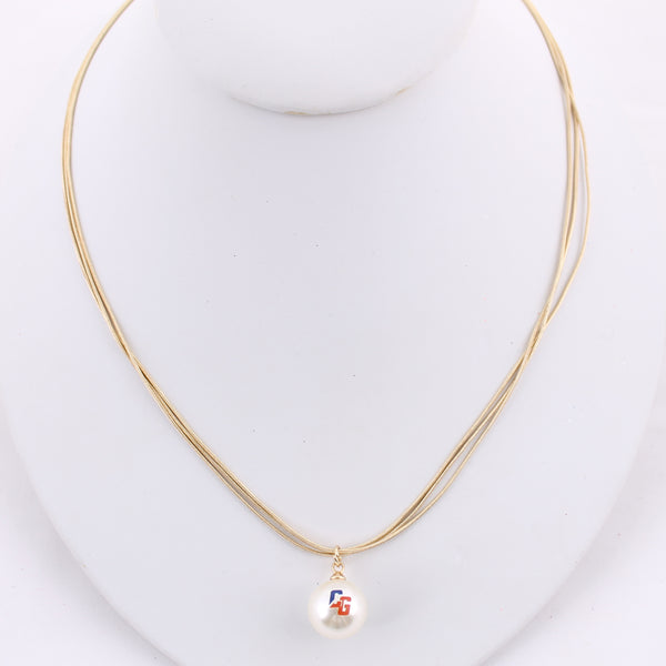 Seasons Jewelry Coast Guard Pearl Logo Three Strand Necklace