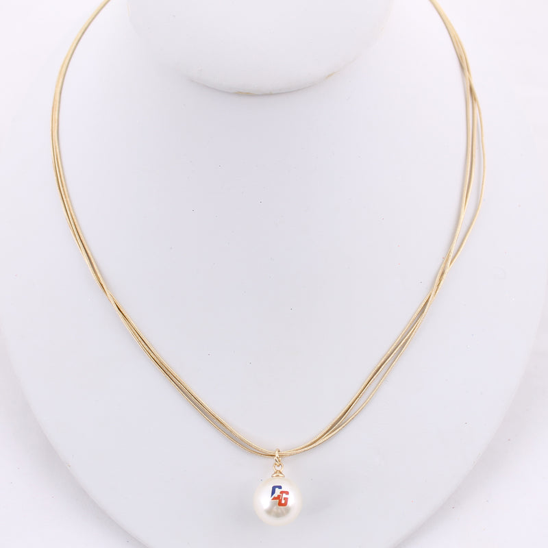 Seasons Jewelry Coast Guard Pearl Logo Three Strand Necklace