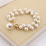 Seasons Jewelry Coast Guard Pearl Logo Double Strand Pearl Bracelet