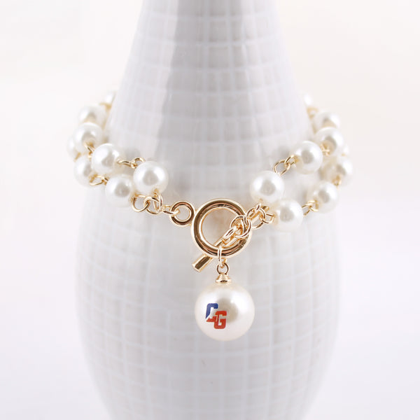 Seasons Jewelry Coast Guard Pearl Logo Double Strand Pearl Bracelet