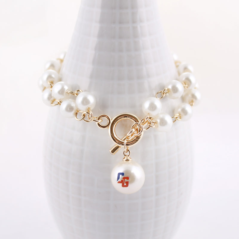 Seasons Jewelry Coast Guard Pearl Logo Double Strand Pearl Bracelet