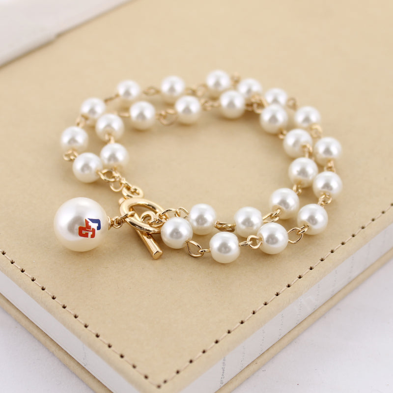 Seasons Jewelry Coast Guard Pearl Logo Double Strand Pearl Bracelet