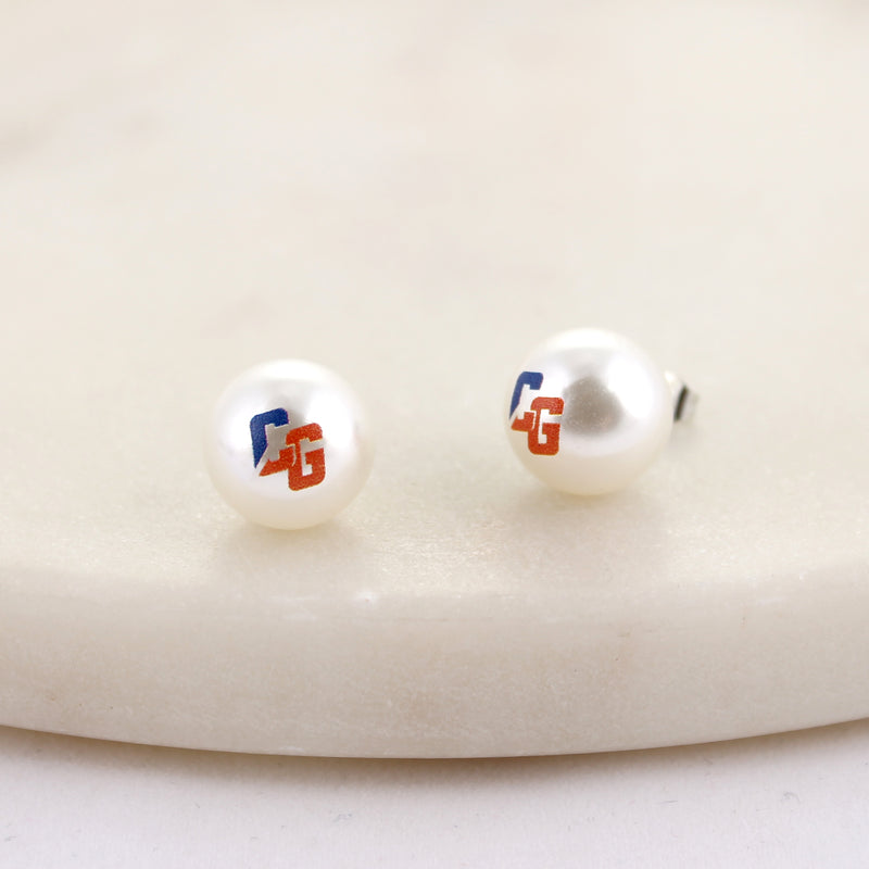 Seasons Jewelry Coast Guard Pearl Logo Stud Earrings