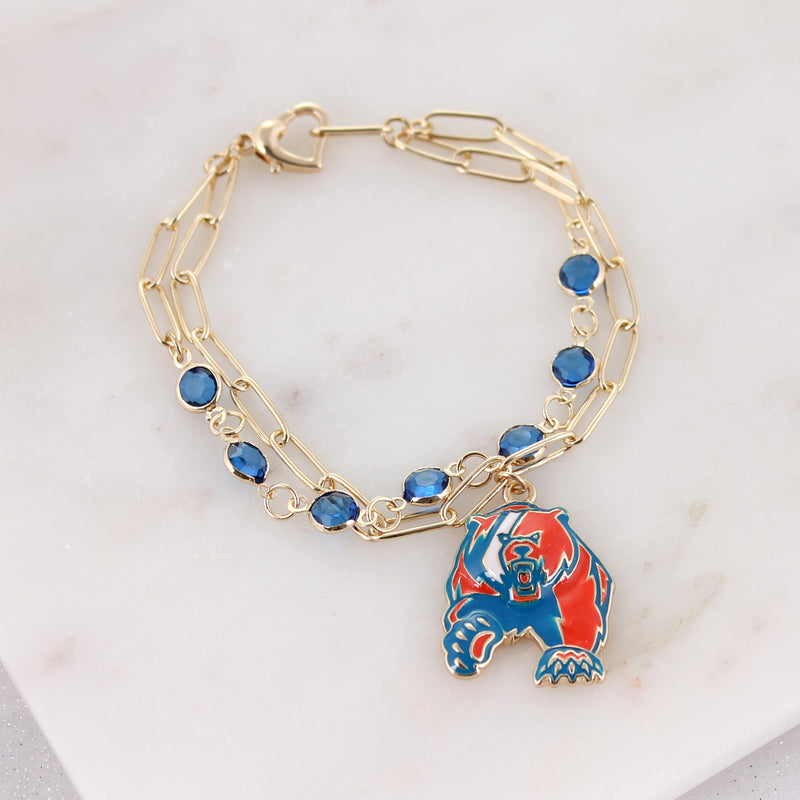 Seasons Jewelry Coast Guard Academy Bear Gold & Enamel Logo Paperclip Chain Bracelet