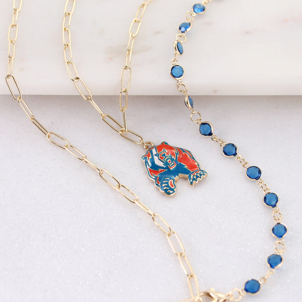 Seasons Jewelry Coast Guard Academy Bear Gold & Enamel Logo Paperclip Chain Necklace