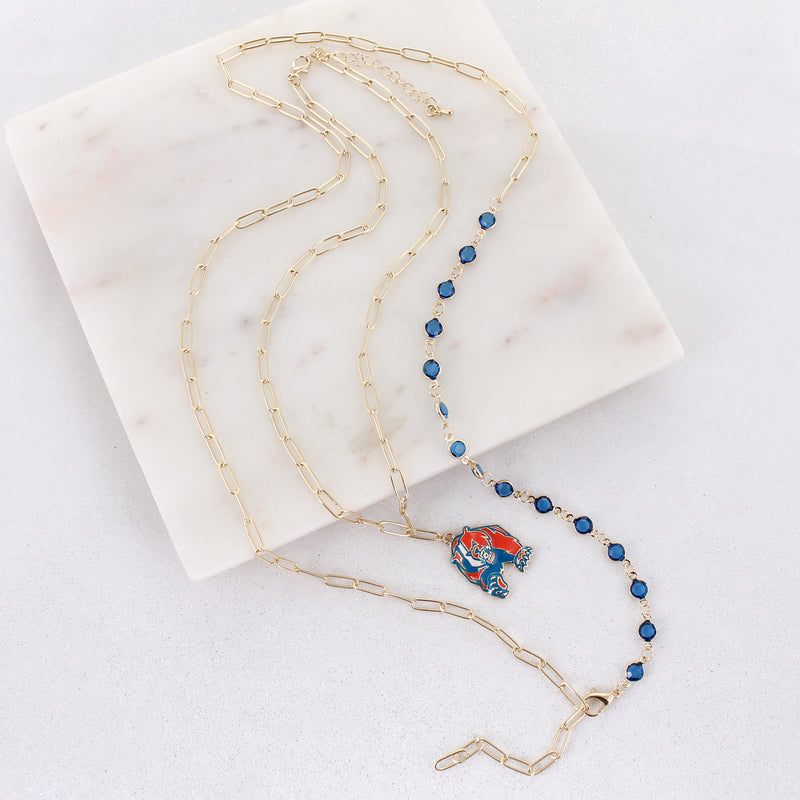 Seasons Jewelry Coast Guard Academy Bear Gold & Enamel Logo Paperclip Chain Necklace