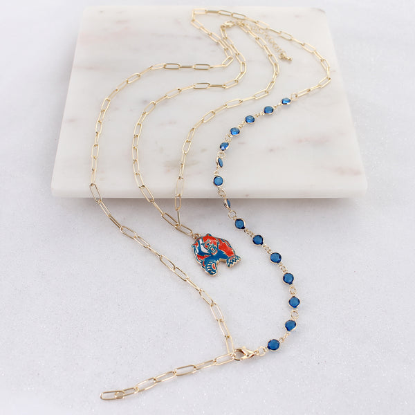 Seasons Jewelry Coast Guard Academy Bear Gold & Enamel Logo Paperclip Chain Necklace