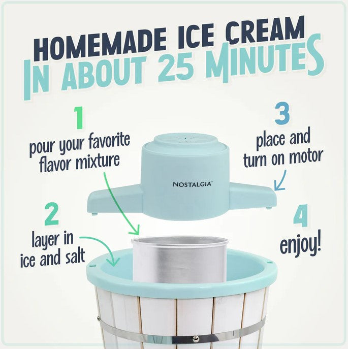 Nostalgia 4-Quart Parlor Wood Bucket Electric Ice Cream Maker