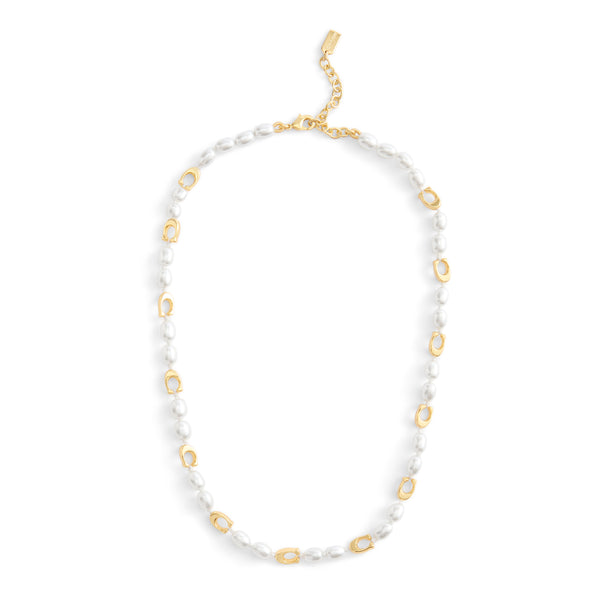 Coach Signature Heritage Pearl Collar Necklace