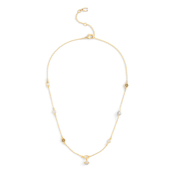 Coach Signature Heritage Pearl Charm Strand Necklace