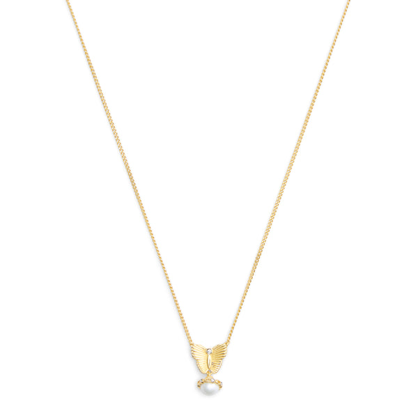 Coach Signature Heritage Butterfly Pearl Pendant Necklace
