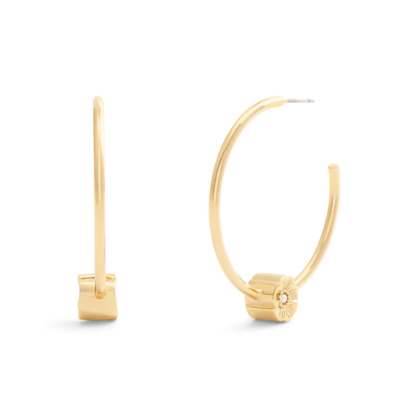 Coach Signature Tea Rose Medium Hoop Earrings