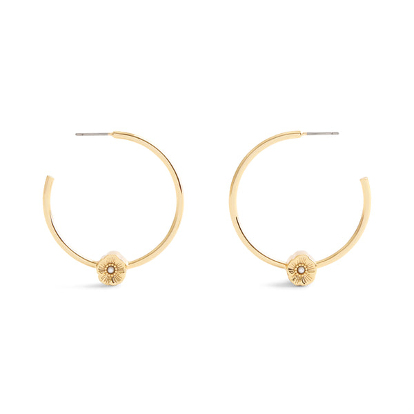 Coach Signature Tea Rose Medium Hoop Earrings