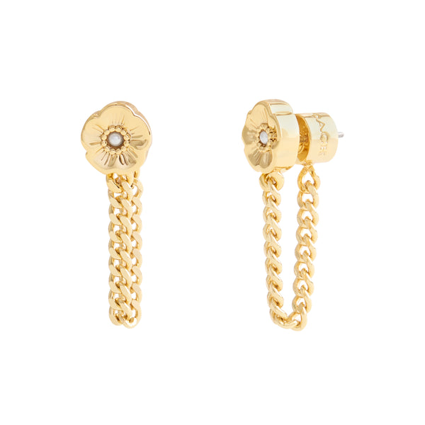 Coach Signature Tea Rose Front Back Earrings