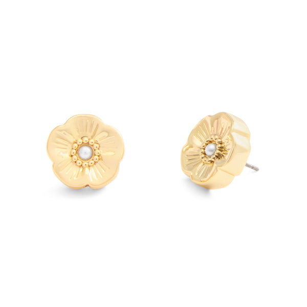 Coach Signature Heritage Tea Rose Stud Earrings