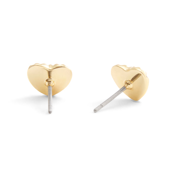 Coach Signature Textured Heart Stud Earrings