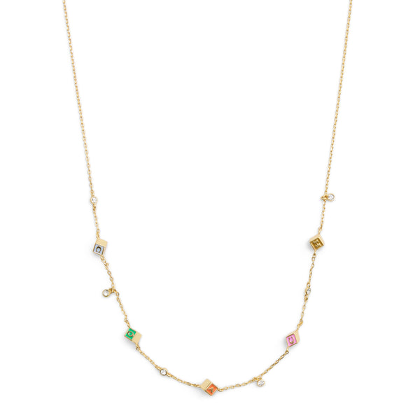 Coach Signature Logo Enamel Cube Strand Necklace