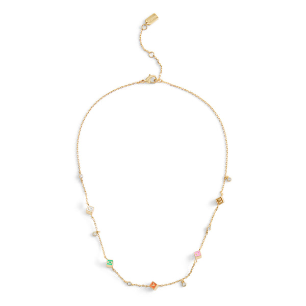 Coach Signature Logo Enamel Cube Strand Necklace