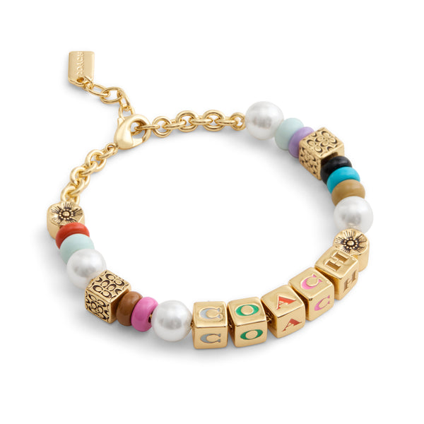 Coach Signature Logo Enamel Mixed Beaded Bracelet