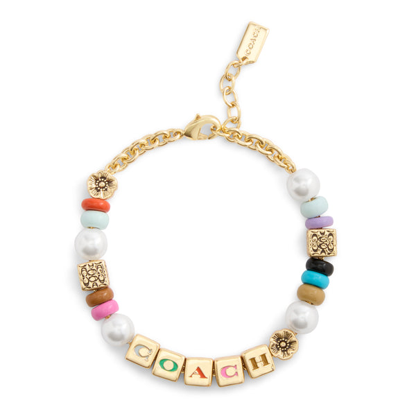 Coach Signature Logo Enamel Mixed Beaded Bracelet