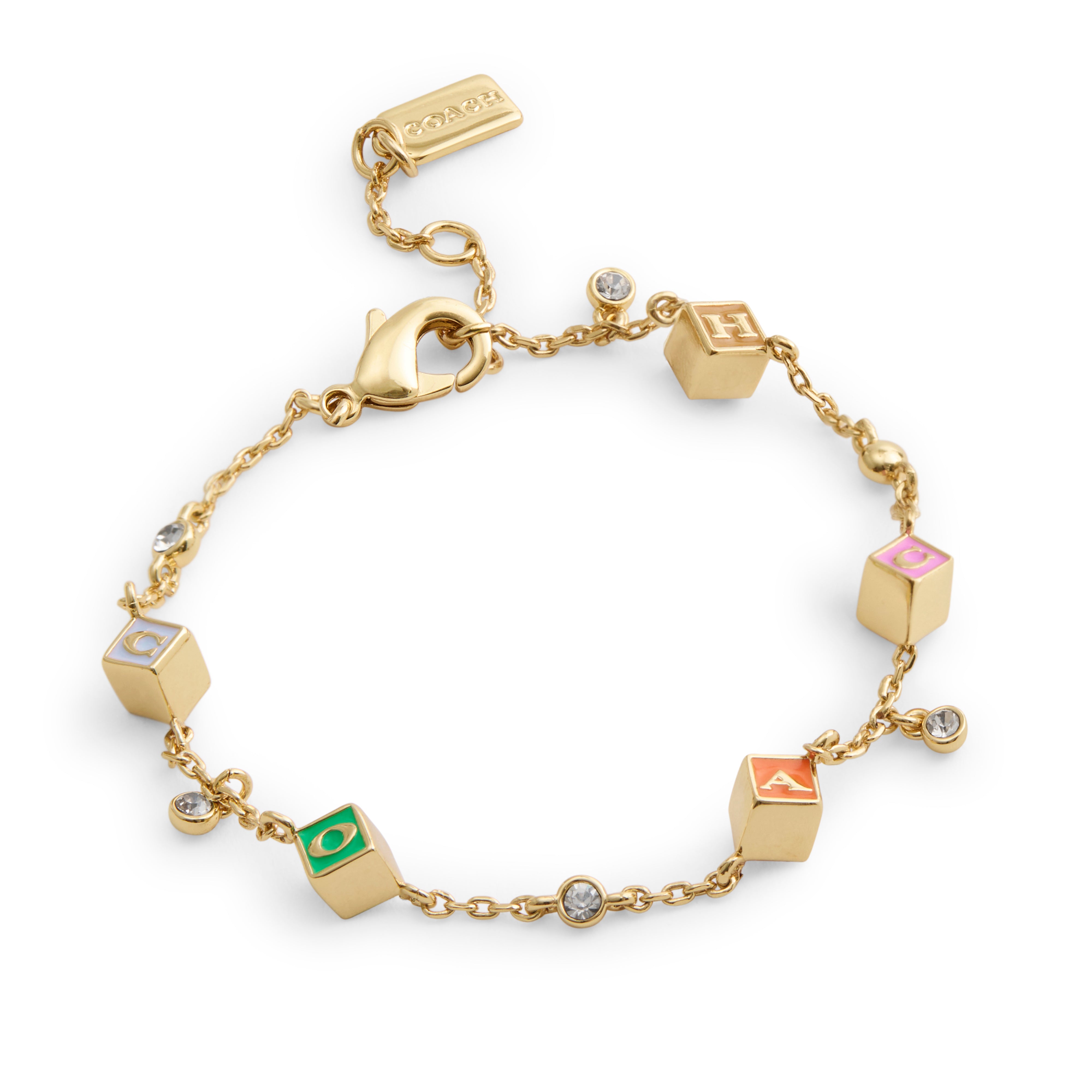 Coach Signature Logo Enamel Cube Strand Bracelet
