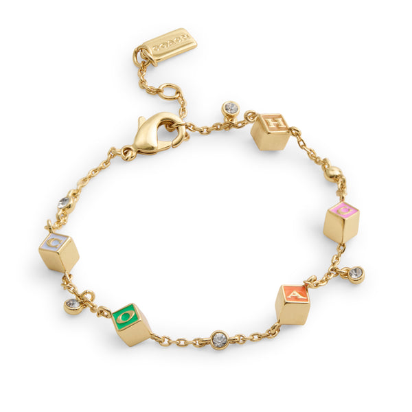 Coach Signature Logo Enamel Cube Strand Bracelet