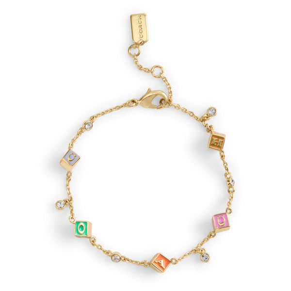 Coach Signature Logo Enamel Cube Strand Bracelet
