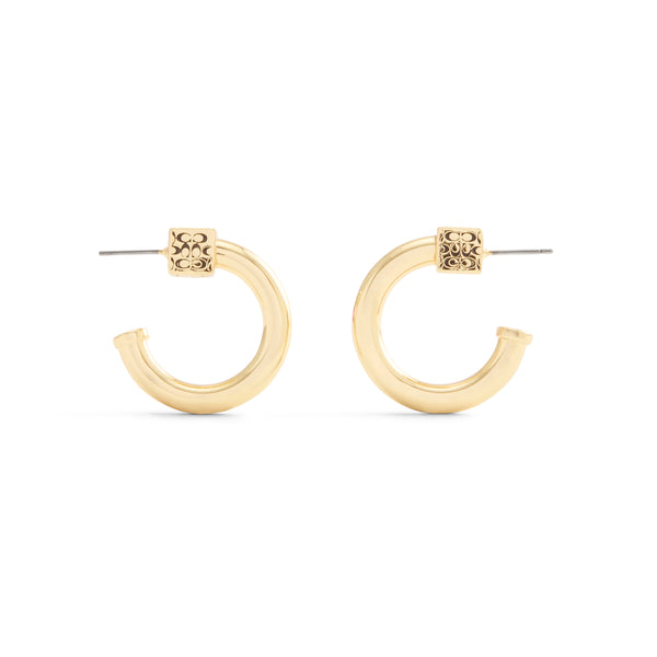 Coach Signature Quilted Cube Chubby Hoop Earrings