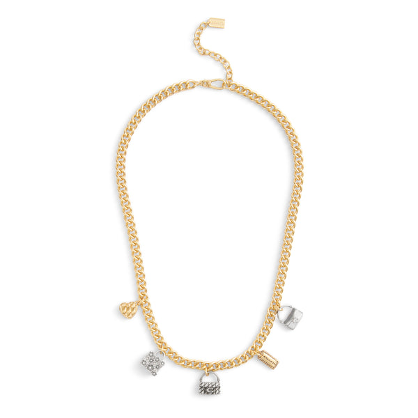Coach Signature Handbag Charm Bib Necklace - Two-Tone
