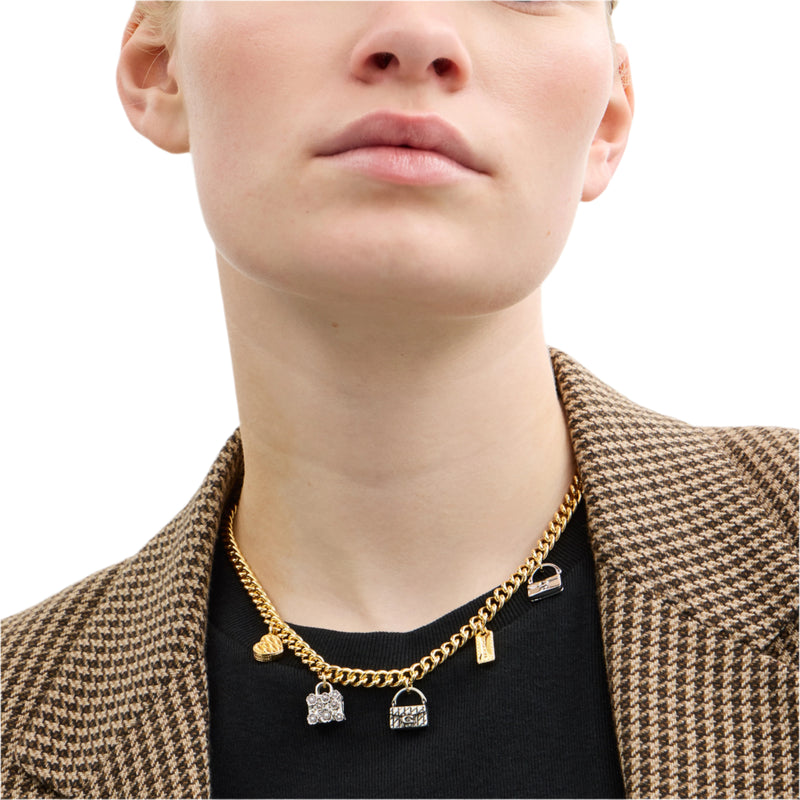 Coach Signature Handbag Charm Bib Necklace - Two-Tone