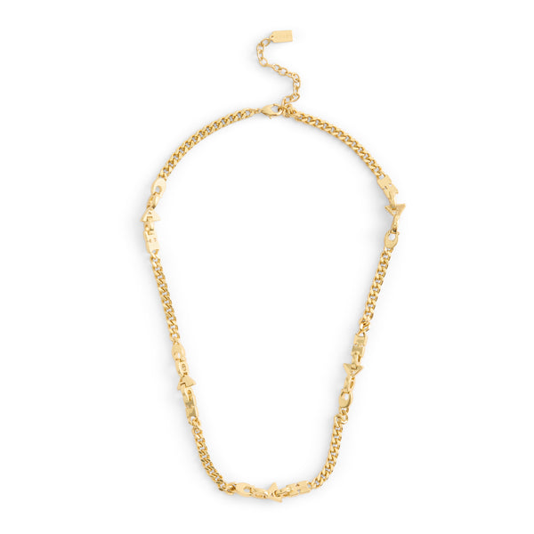 Coach Jumbled Signature Logo Link Collar Necklace - Gold-Tone