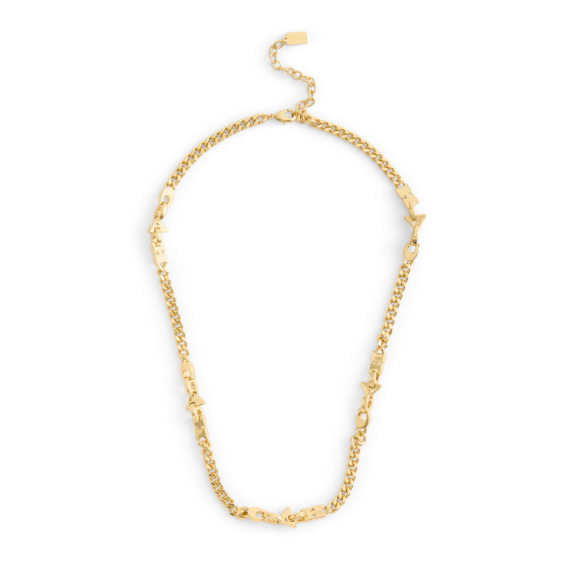 Coach Jumbled Signature Logo Link Collar Necklace - Gold-Tone