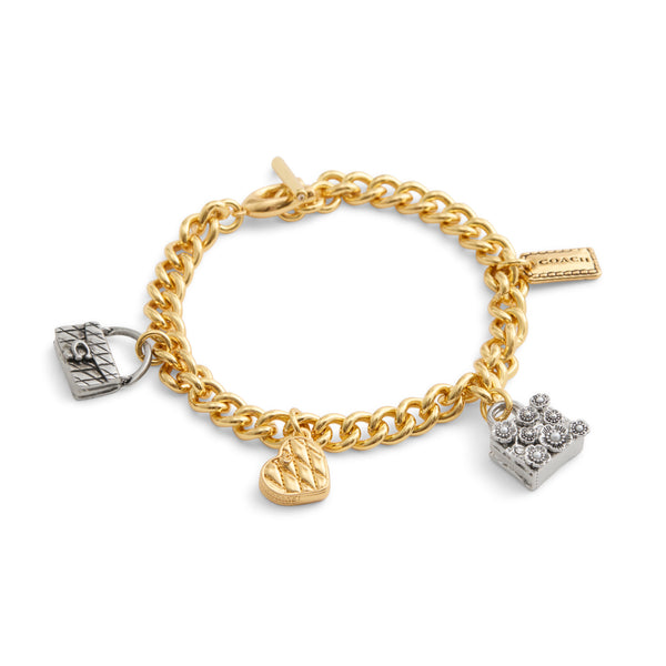 Coach Signature Handbag Charm Bracelet - Two-Tone