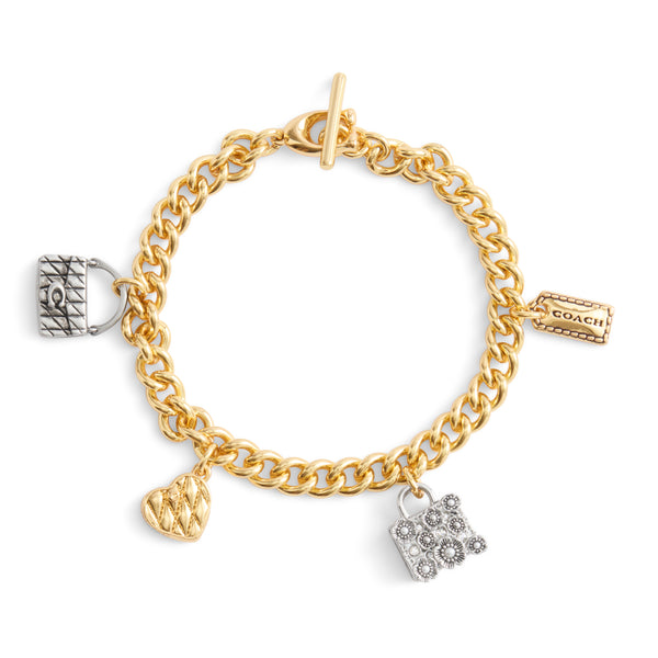 Coach Signature Handbag Charm Bracelet - Two-Tone