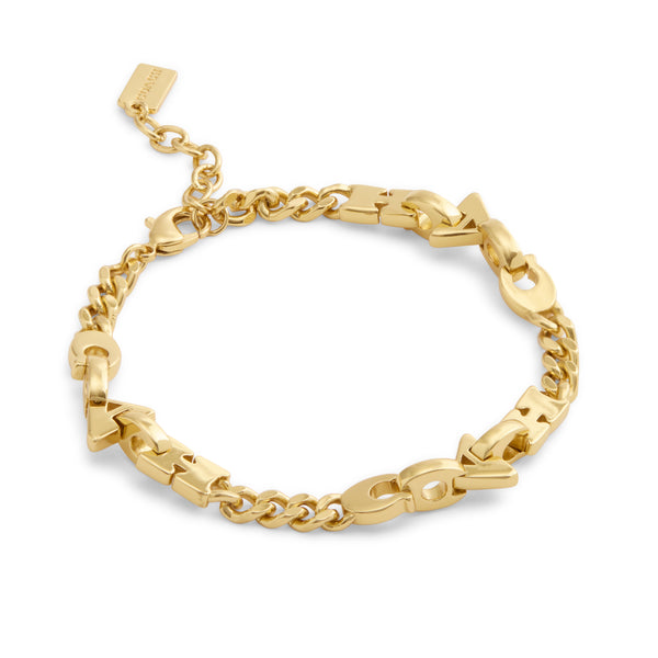 Coach Jumbled Signature Logo Link Bracelet - Gold-Tone