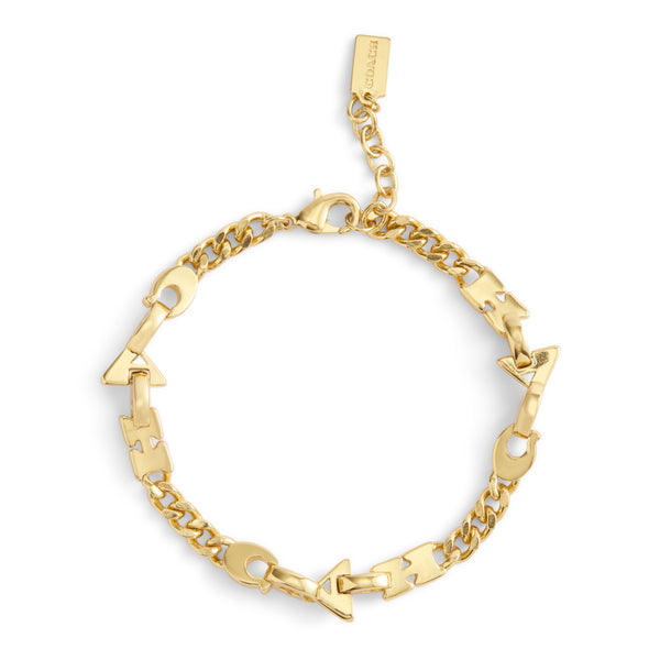 Coach Jumbled Signature Logo Link Bracelet - Gold-Tone