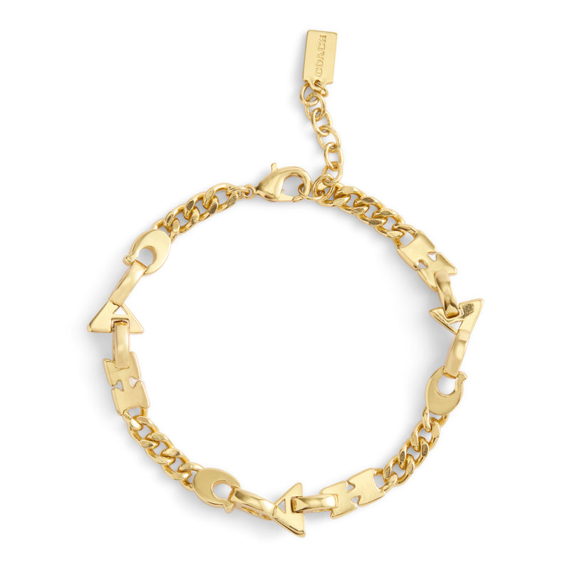 Coach Jumbled Signature Logo Link Bracelet - Gold-Tone
