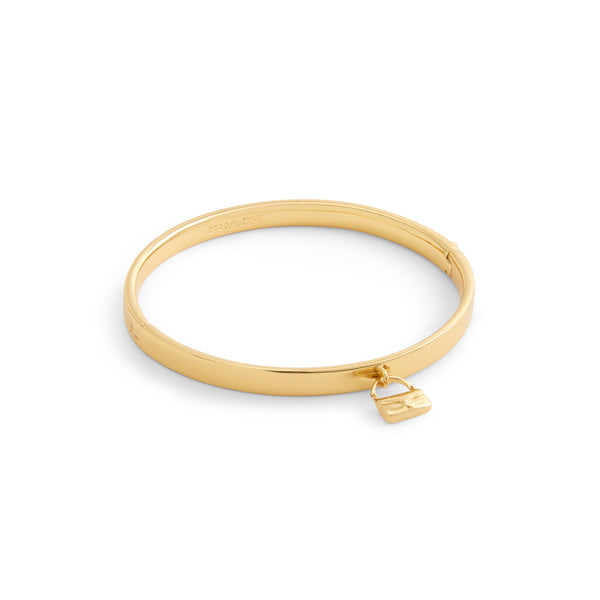 Coach Signature Handbag Charm Bangle Bracelet - Gold-Tone