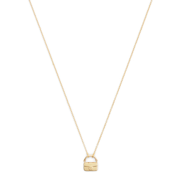Coach Signature Handbag Pendant Necklace - Gold-Tone