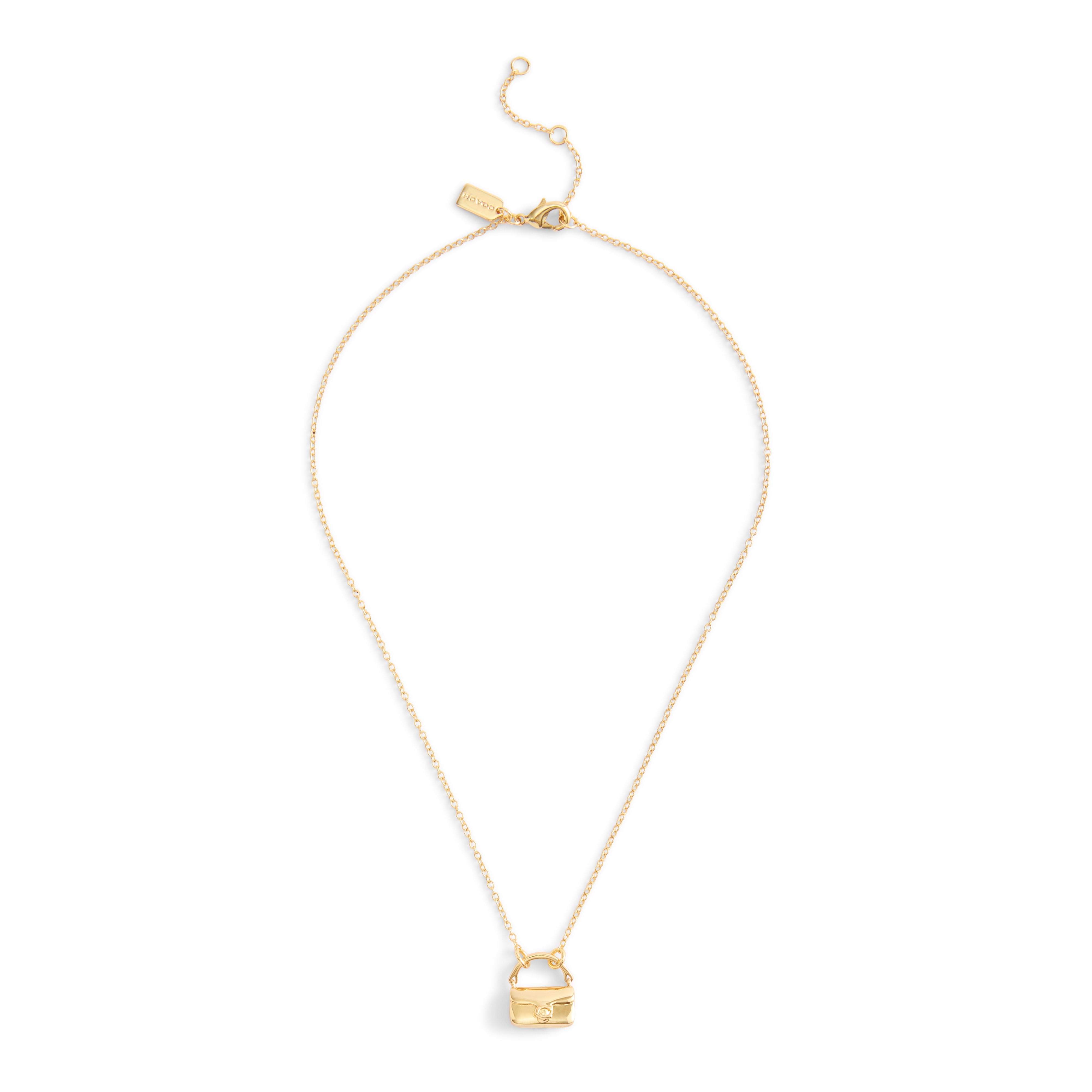 Coach Signature Handbag Pendant Necklace - Gold-Tone