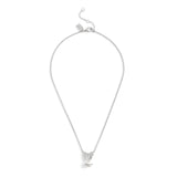 Coach Signature Heritage Butterfly Pearl Pendant Necklace - Silver-Tone